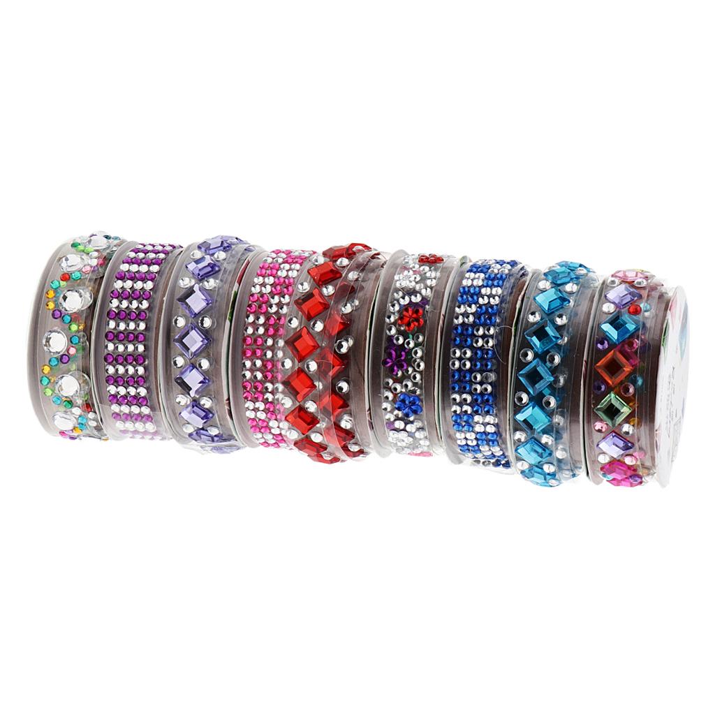 6 Cuộn Ngẫu Nhiên Tự Dính Ren Băng Pha Lê Bling Dán Diamante
