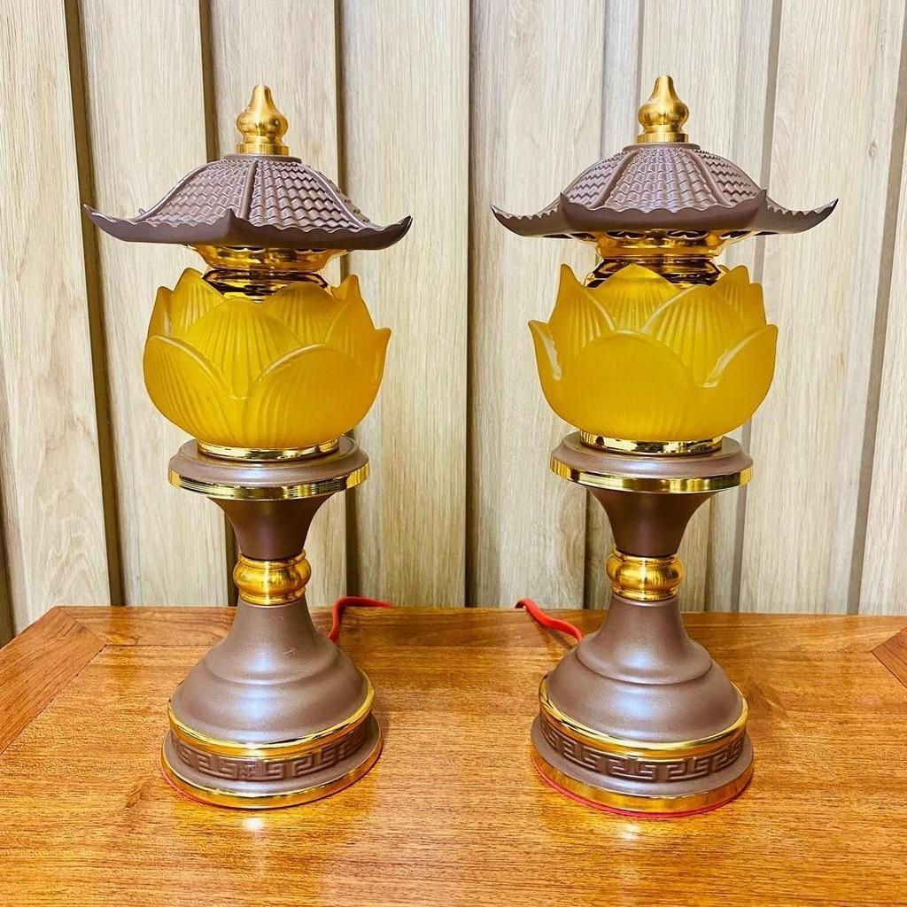 Cặp đèn nón 1 bông mái chùa cao cấp RỒNG VIỆT, đèn thờ ban thờ thần tài, ban thờ gia tiên