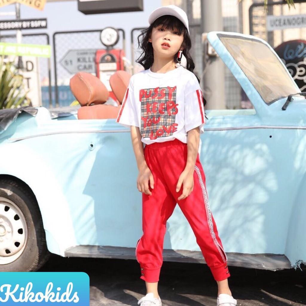 Bộ bé gái phong cách thể thao thun cotton xinh mát hàng vnxk