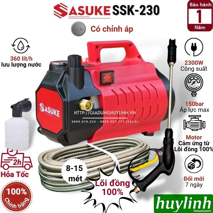 Máy xịt rửa xe có chỉnh áp Sasuke SSK230 - Công suất 2300W - Motor cảm ứng từ lõi đồng 100% - Áp lực tối đa 150 bar