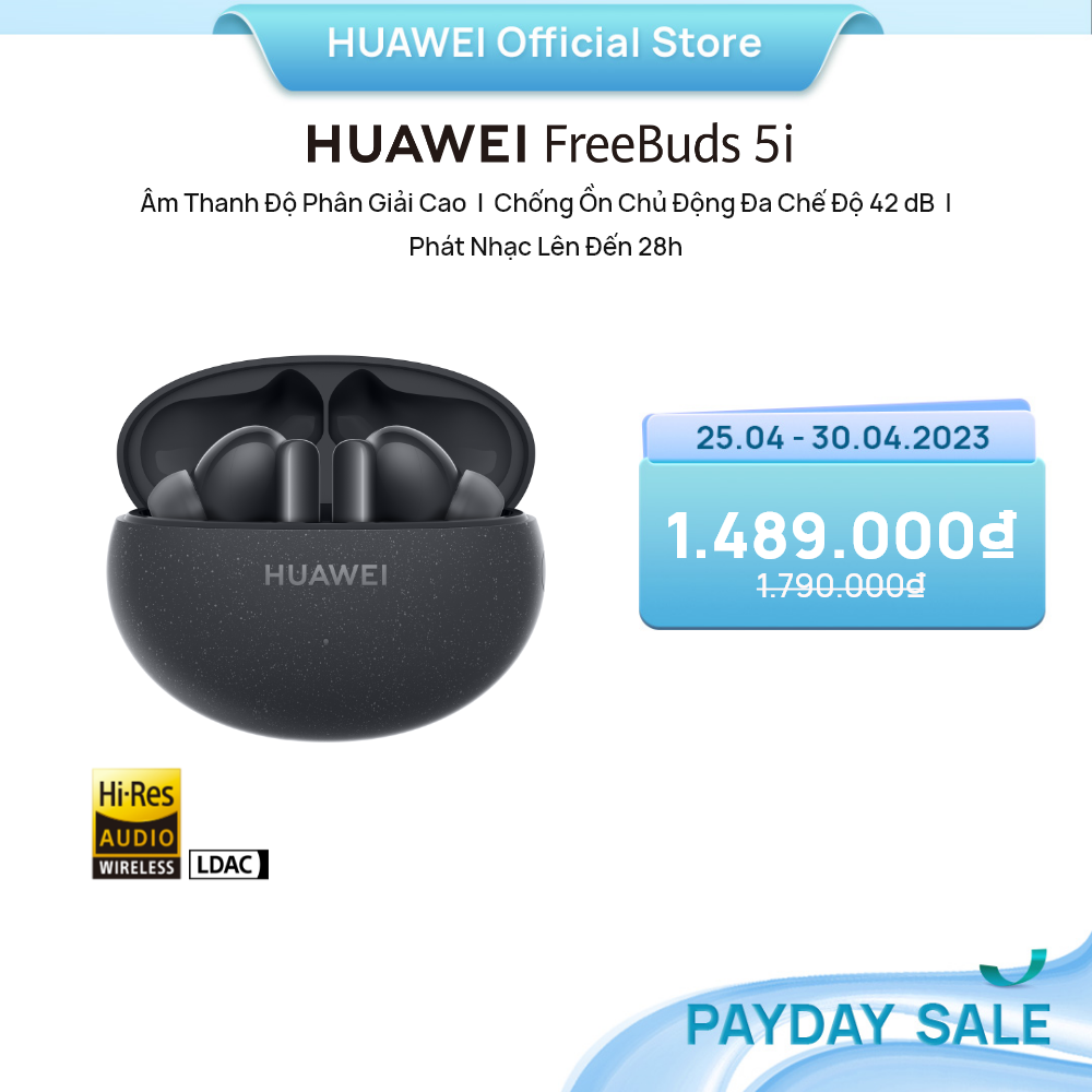 Tai Nghe Không Dây Huawei FreeBuds 5i | Âm thanh độ phân giải cao | Chống ồn chủ động đa chế độ 42dB | Phát nhạc lên đến 28h | Hàng Chính Hãng