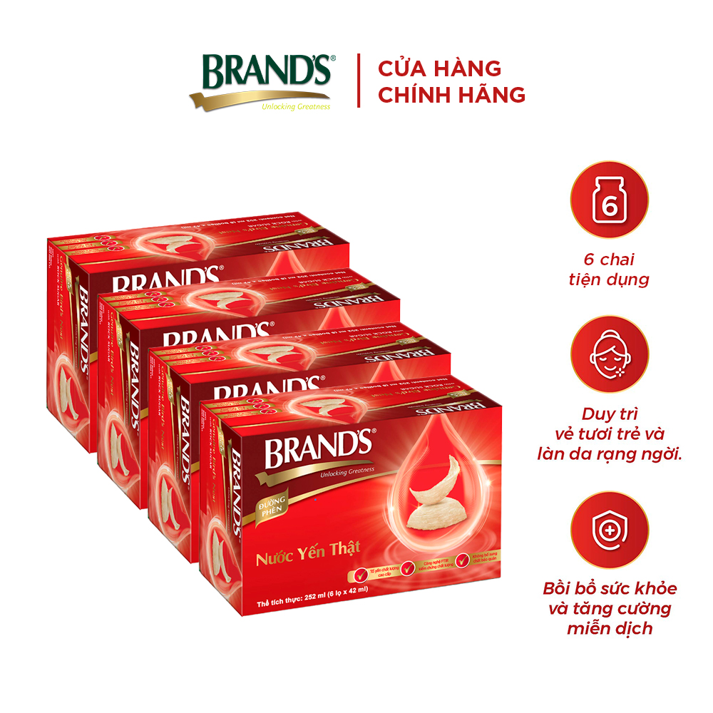 Combo 4 Nước yến thật BRAND'S Đường Phèn (42 ml x 24 lọ)