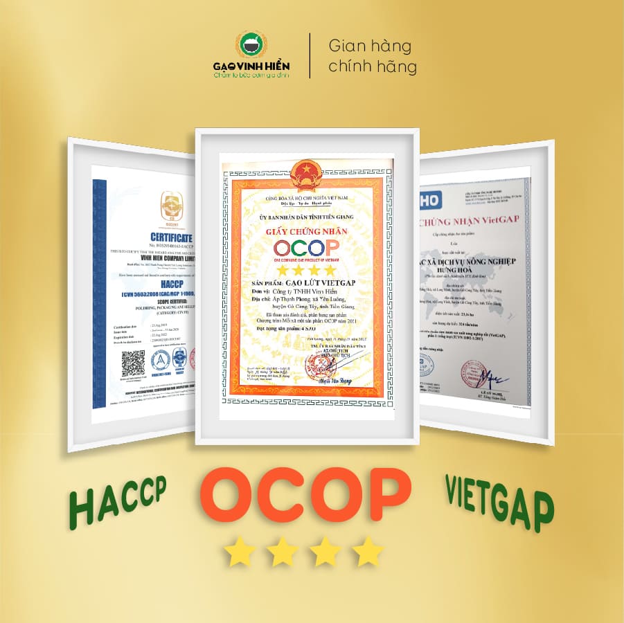 Đặc sản Tiền Giang - Gạo Lứt VietGAP Vinh Hiển (2KG) - Chuẩn VietGAP và OCOP 4 SAO