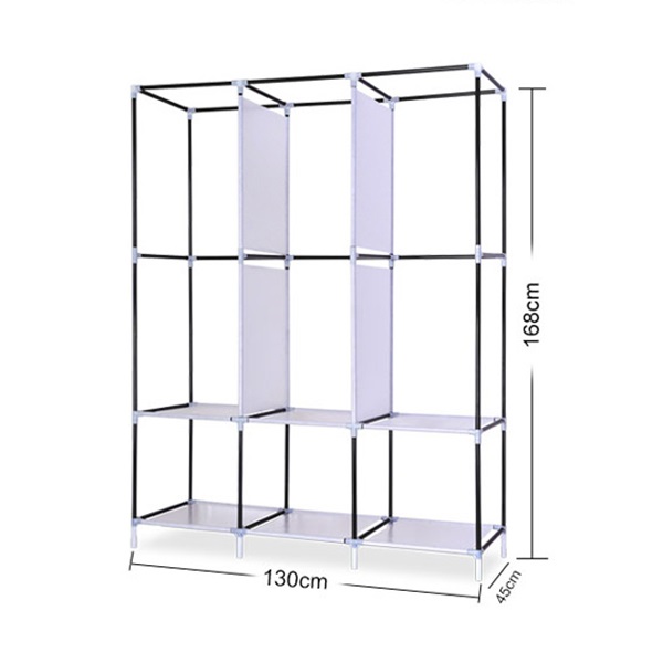 Tủ vải đựng quần áo 3 buồng 8 ngăn tiện dụng