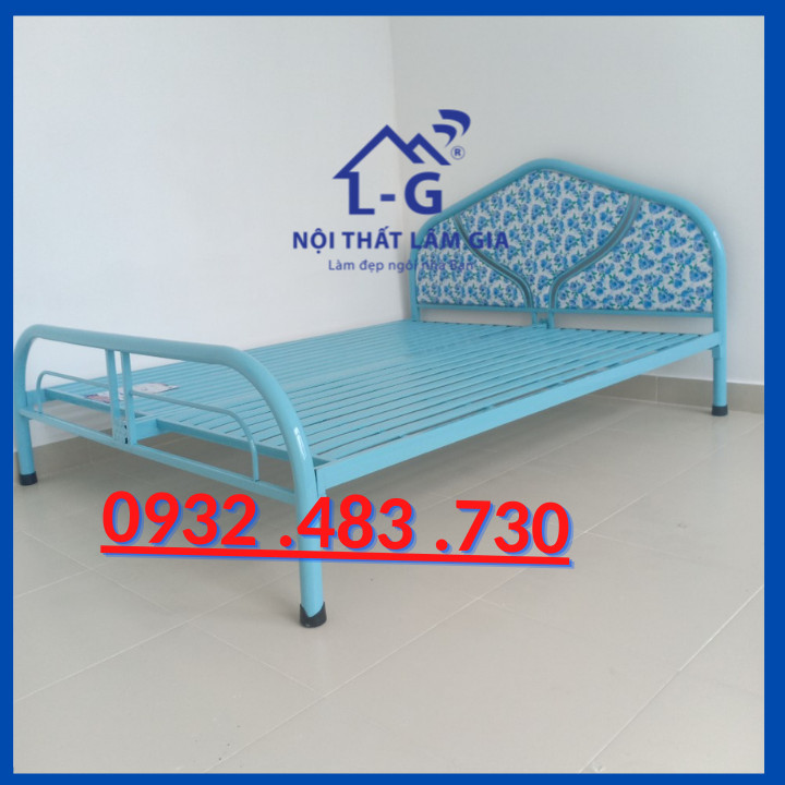 Giường sắt lắp ráp tận nơi 1m6x2m màu xanh dương_GSD161406X