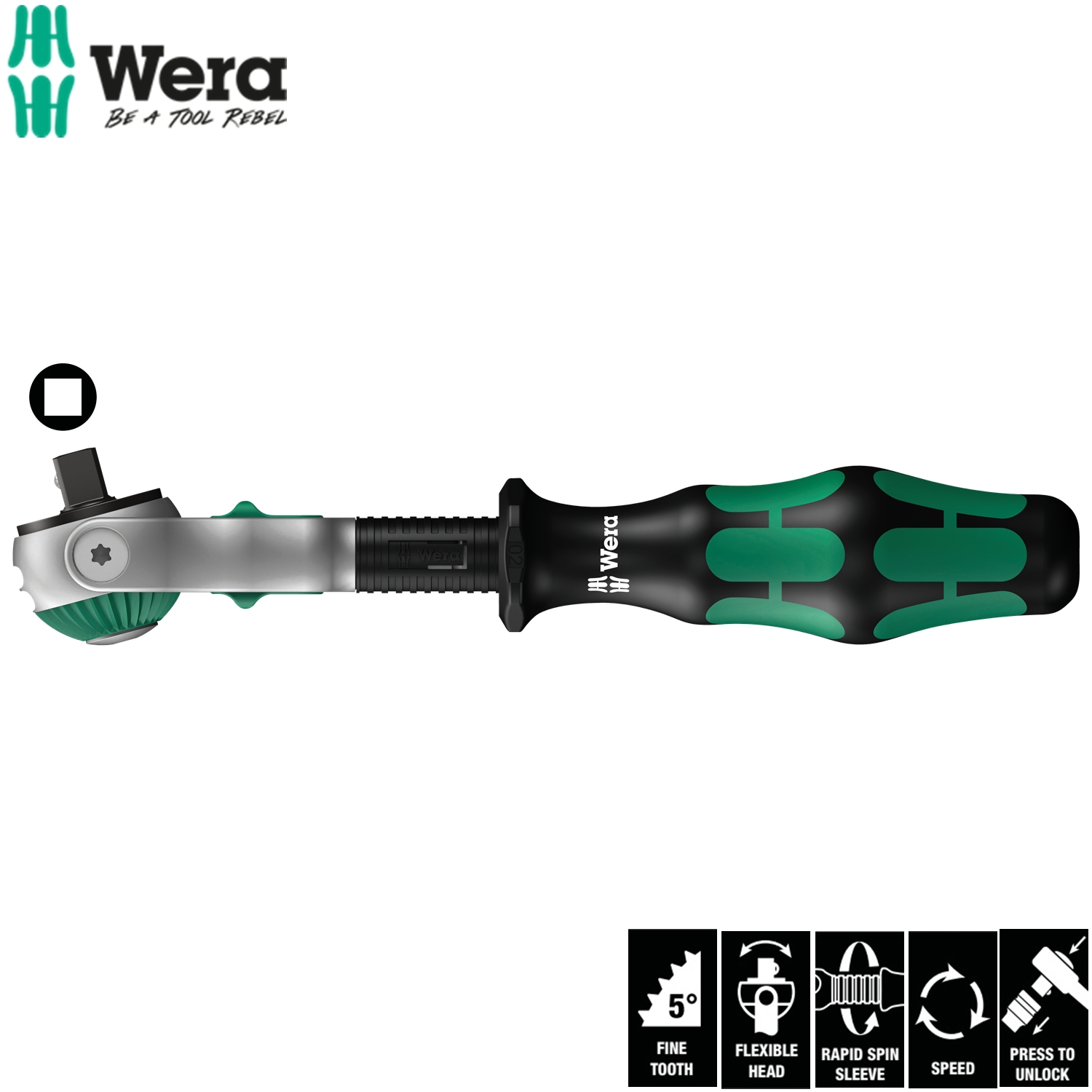 Tay vặn tròng cóc 1/4&quot; dài 152mm 8000 A Zyklop Speed Ratchet, Wera 05003500001