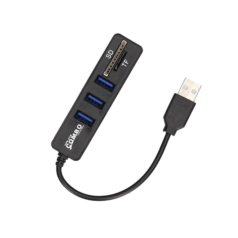 5-in-1 Multifunctional USB2.0 Hub Converter with TF SD Card Slots Support USB Fan Mouse Keyboard Mobile Hard Disk U Disk