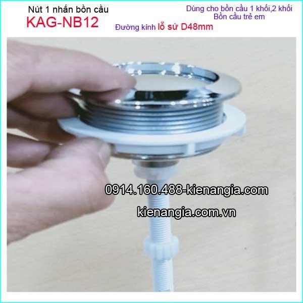Nút nhấn xả bồn cầu lỗ khoét sứ KAG-NB12-D48mm, nút nhấn cầu xả 1 nhấn