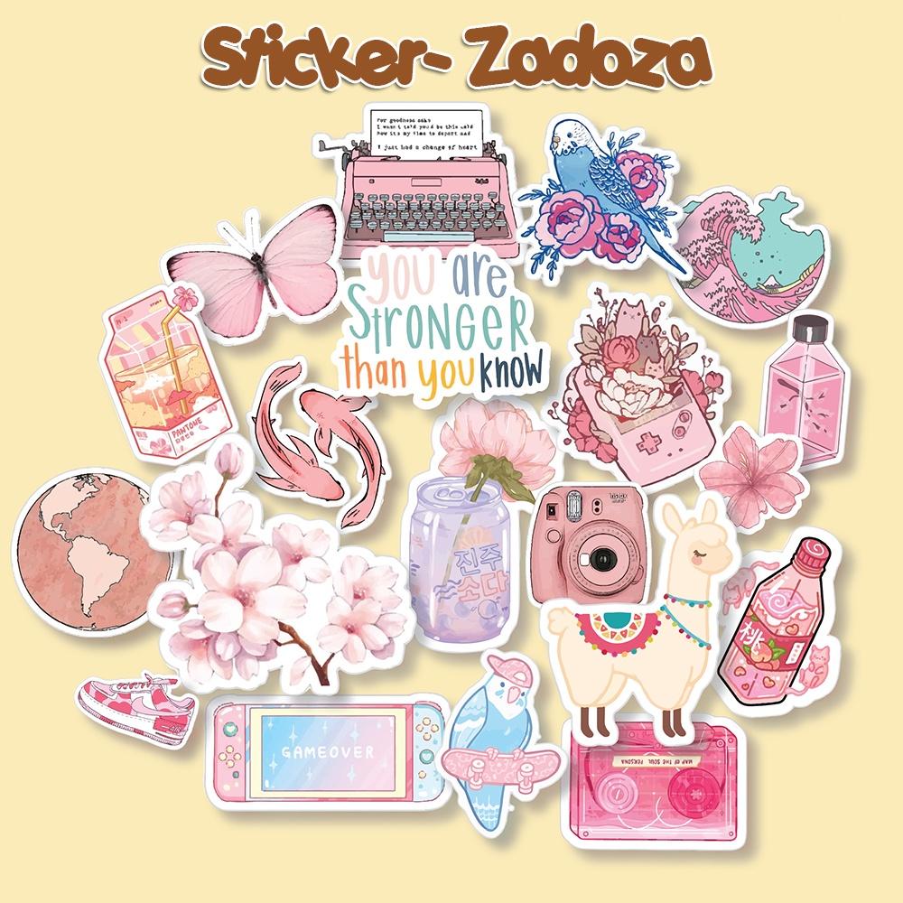 Sticker pink tone nhãn dán màu hồng trang trí mũ bảo hiểm, đàn, guitar, ukulele, điện thoại laptop