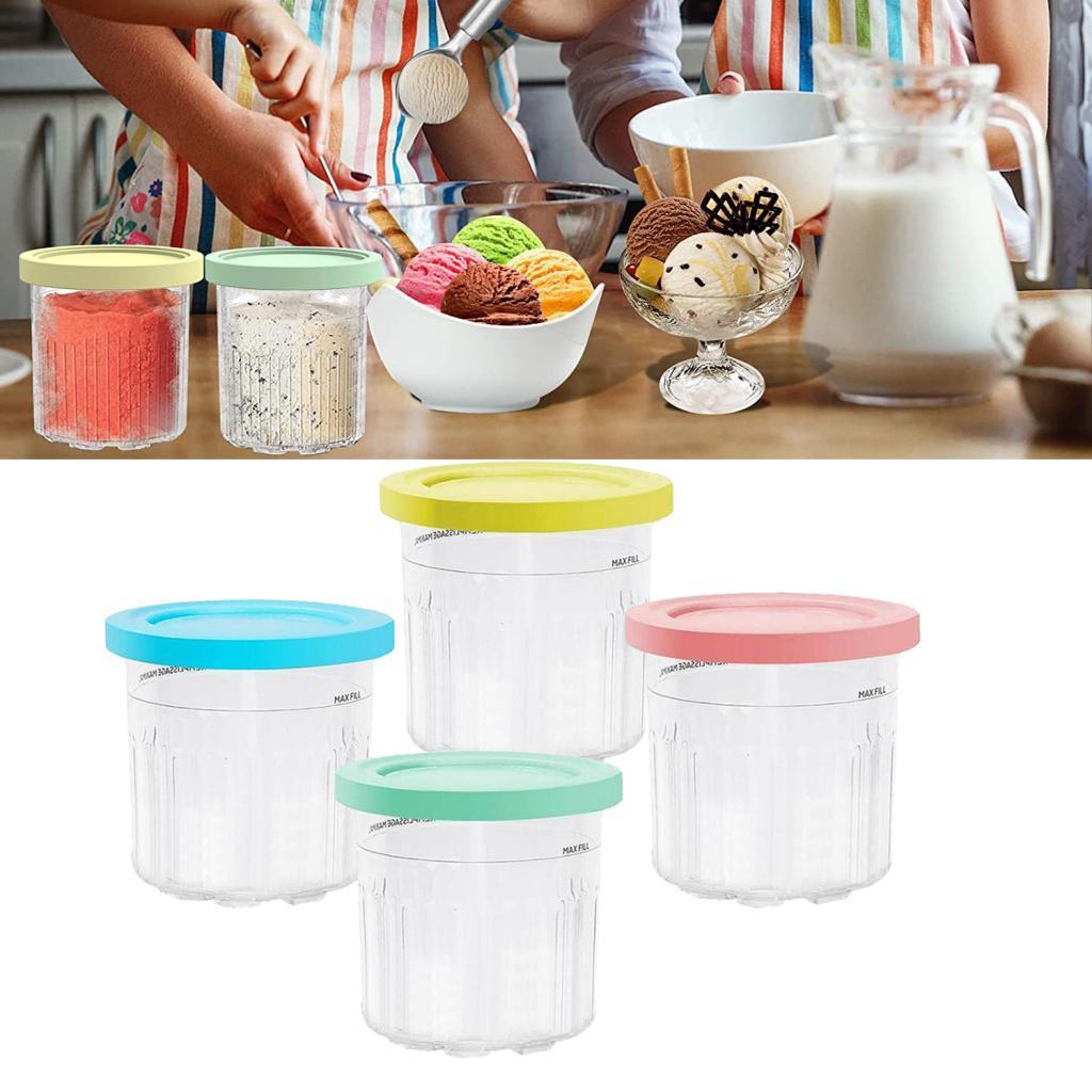 4Pcs Dessert Container Leakproof Ice Cream Pint Cup for Soup Ice Cream Maker