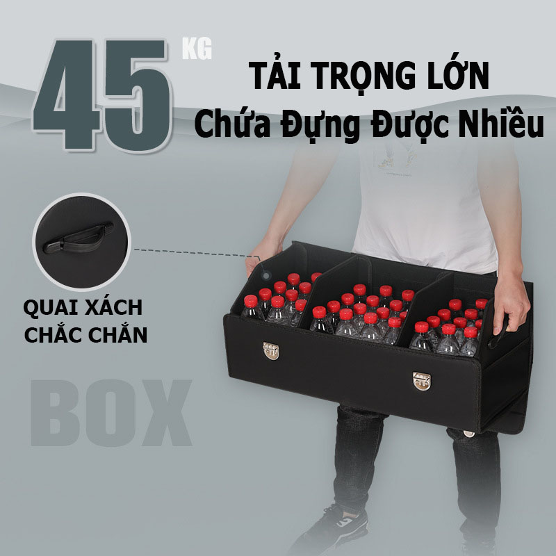 Hộp Đựng Đồ Cốp Xe Ô Tô; Sau Oto; Thùng Để Đồ Gấp Gọn; Hộp Da Chống Nước Cao Cấp