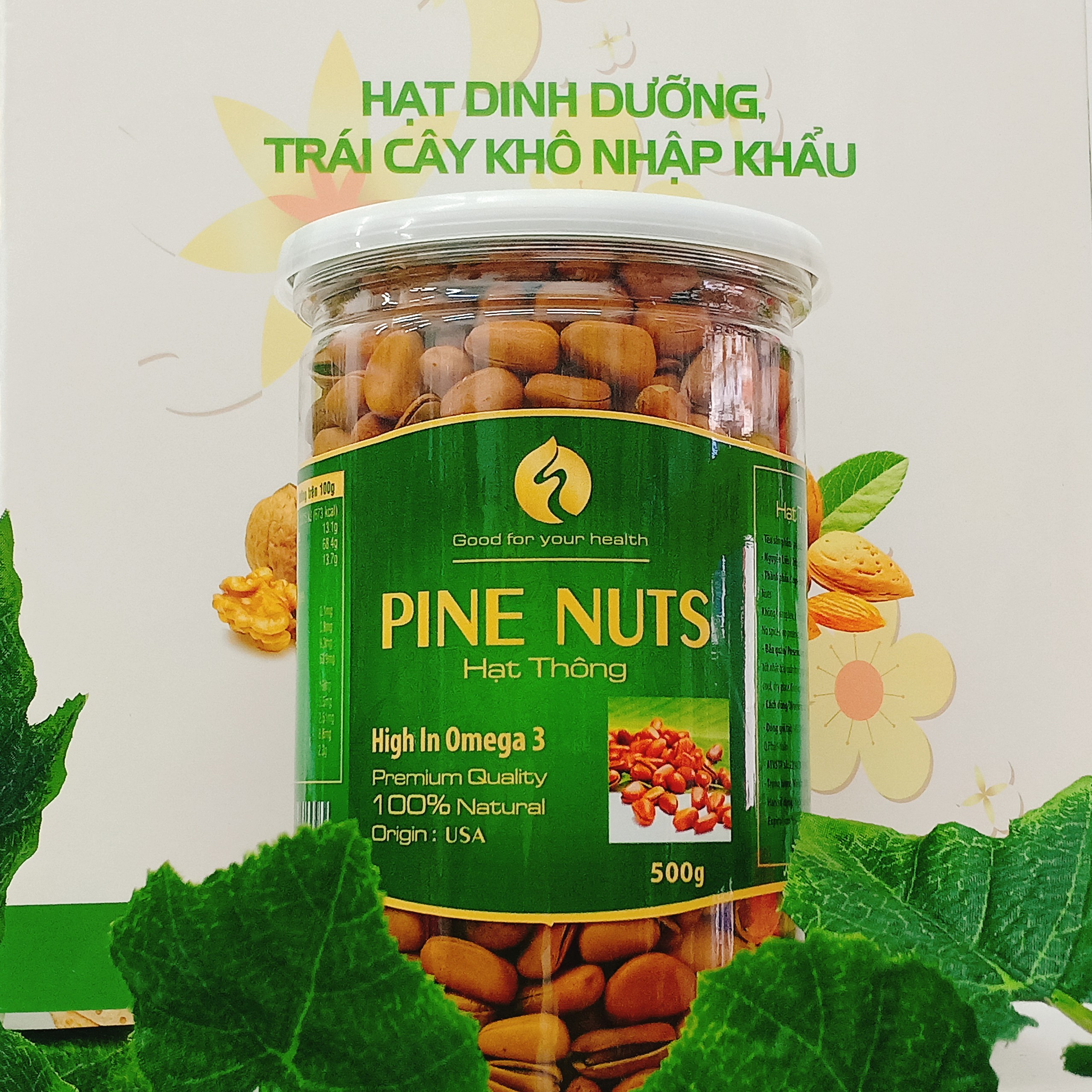 Hạt thông còn vỏ vị tự nhiên Hũ 500g