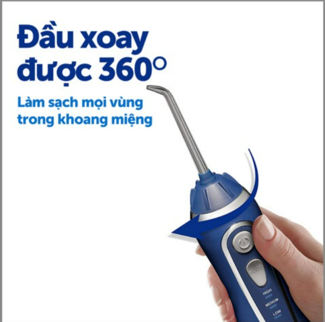 Máy Tăm Nước Du Lịch WATERPIK WP-563, Máy Tăm Nước Không Dây, Áp Lực Nước Mạnh, Loại Bỏ Tới 99,9% Mảng Bám, Hoàn Hảo Cho Niềng Răng, Cấy Ghép, 3 Cài Đặt Áp Suất Khác Nhau, Nhập Đức, Bảo Hành 12 Tháng