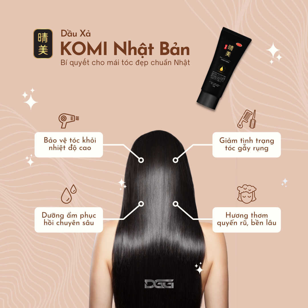 Dầu xả Komi Nhật Bản - Tinh chất Argan giữ màu tóc nhuộm, dưỡng ẩm, phục hồi hư tổn