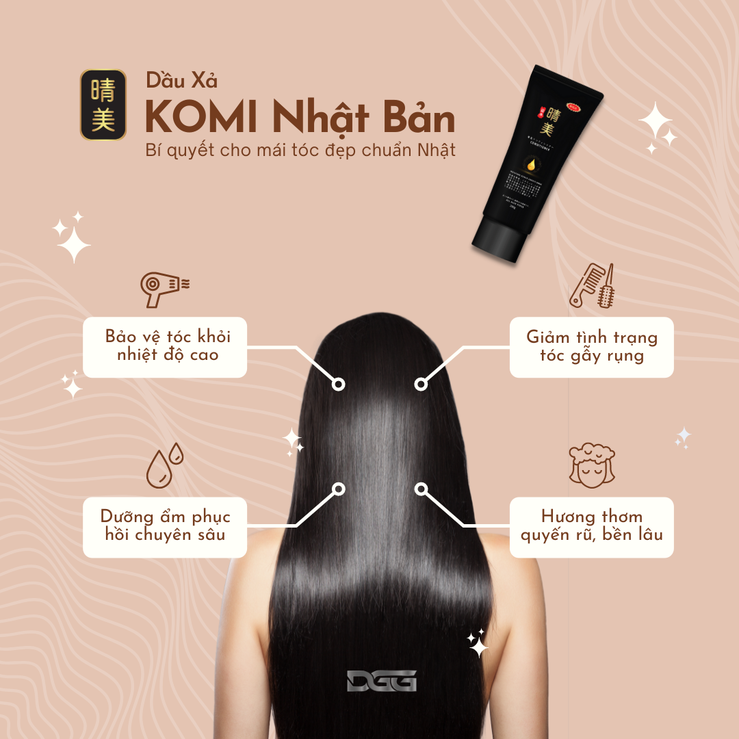 Dầu xả Komi Nhật Bản - Tinh chất Argan giữ màu tóc nhuộm, dưỡng ẩm, phục hồi hư tổn [Tuýp 280ml - Chính Hãng]