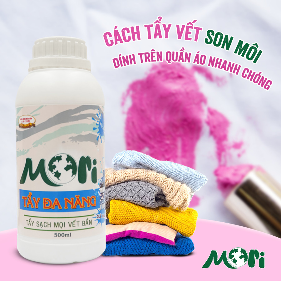 TẨY QUẦN ÁO ĐA NĂNG MORI ĐÁNH BAY CÁC VẾT BẨN LEM MÀU, MỠ ÂM, VẾT THỨC CHAI 500ML