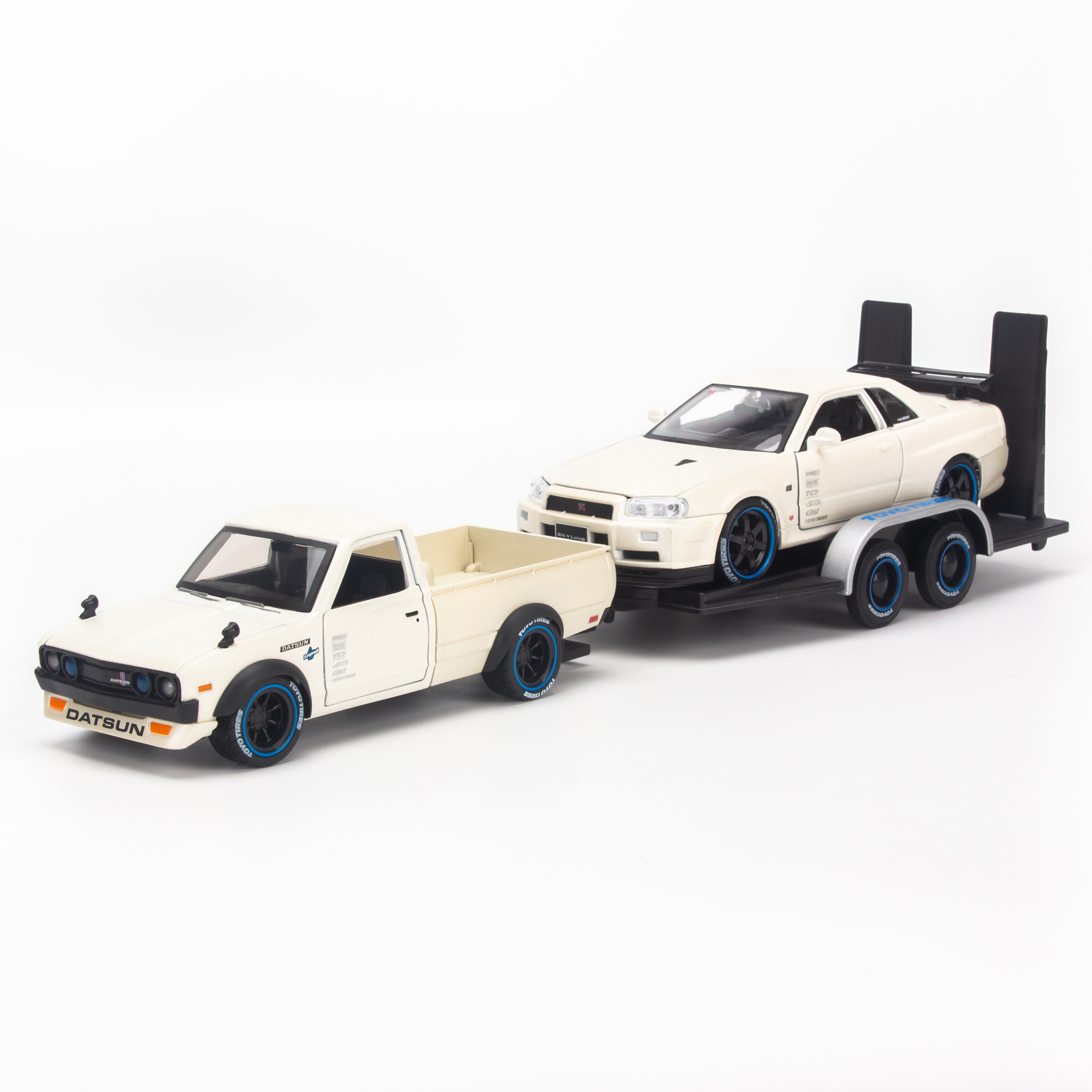 Mô hình xe Design Elite Transport - Nissan Datsun 73 Pick up + Skyline R34 1:24 Maisto - 32754