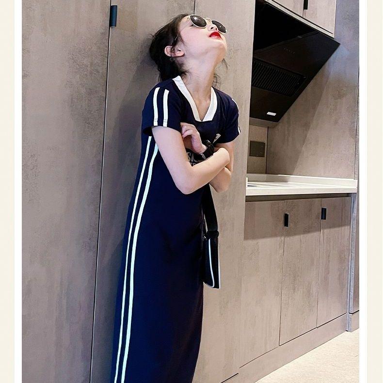 TOBE1SHOP Cô gái ăn mặc cotton mùa hè mỏng 2023 học sinh trung học cơ sở trẻ em lớn tây lưới váy vừa vặn màu đỏ