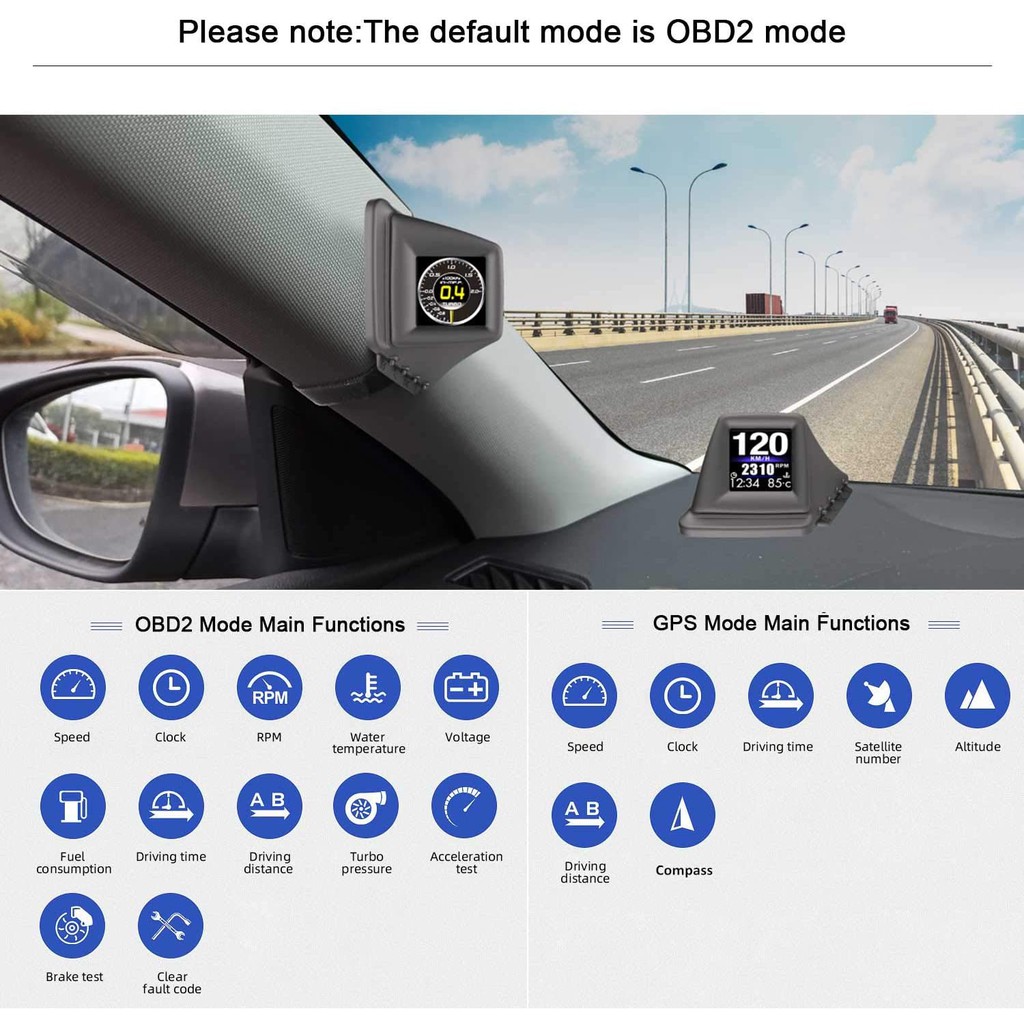 Thiết bị Hud hiển thị tốc độ OBD2 + GPS báo km xóa mã lỗi ô tô kiểm soát tổng thể xe bản đặc biệt loại tốt