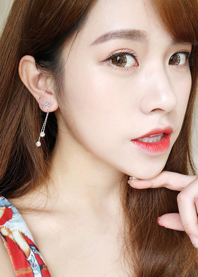 Bông Tai Bạc Ý S925 Hình Nơ Đính Đá BT60