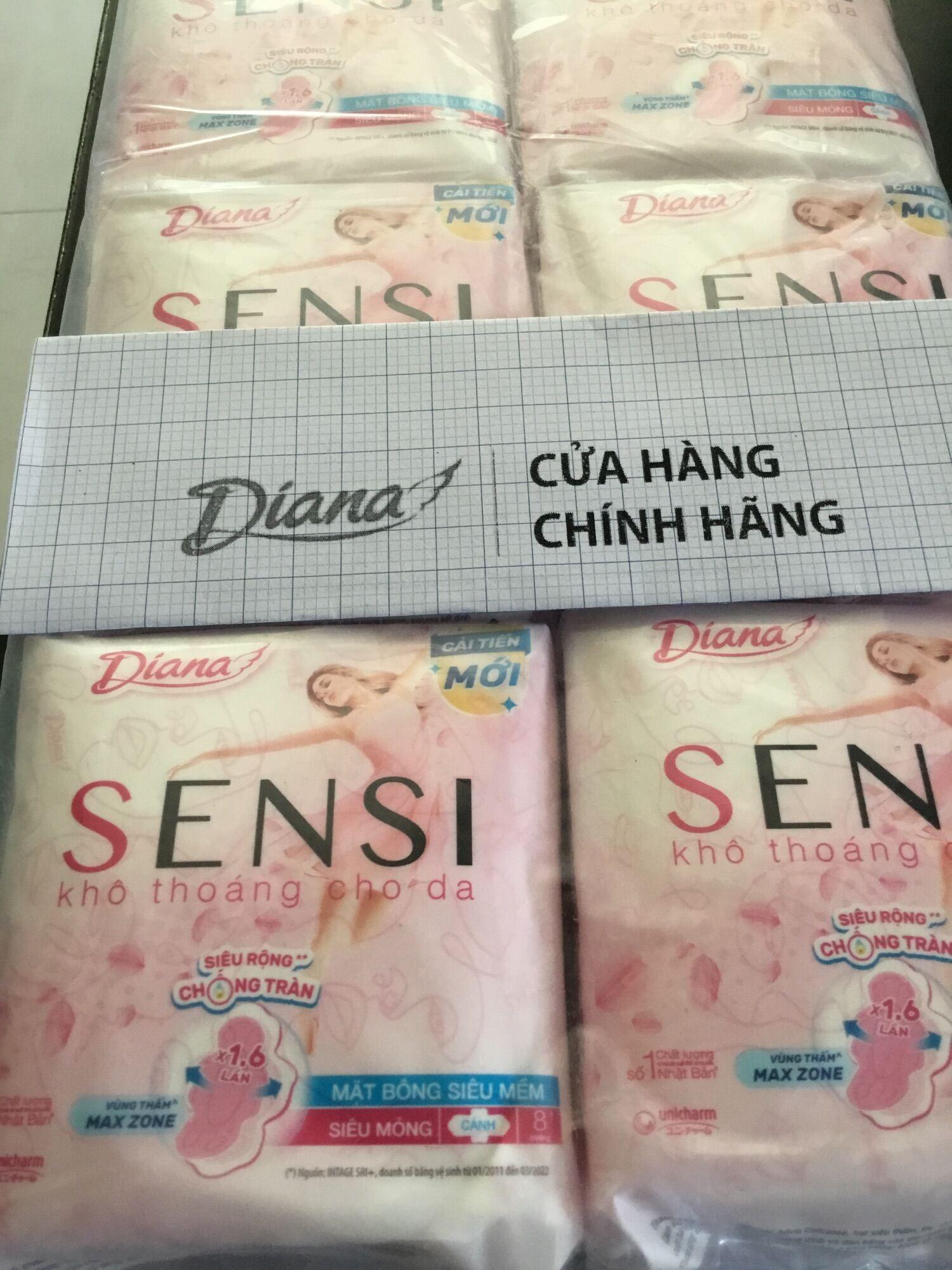 1 Gói Diana Sensi Khô Thoáng Cho Da 8 Miếng - Diana Sensi Siêu Mỏng Cánh 8 Miếng 23cm- Date luôn mới