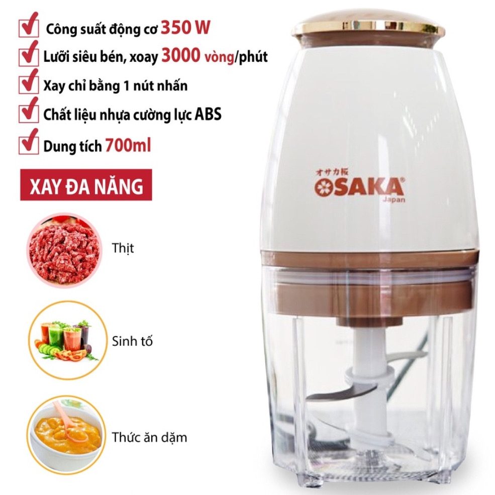 Máy Xay Thịt, Máy Xay Sinh Tố Đa Năng Osaka Nắp Đồng Cối 700Ml