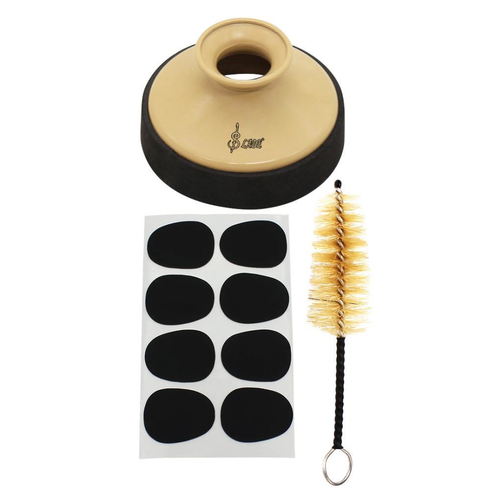 Sunnimix Alto Saxphone Sax Tắt Tiếng Ống Hãm Thanh Kẹp Miệng Miếng Dán Miếng Lót Cơ Quan Ngôn Luận Bàn Chải