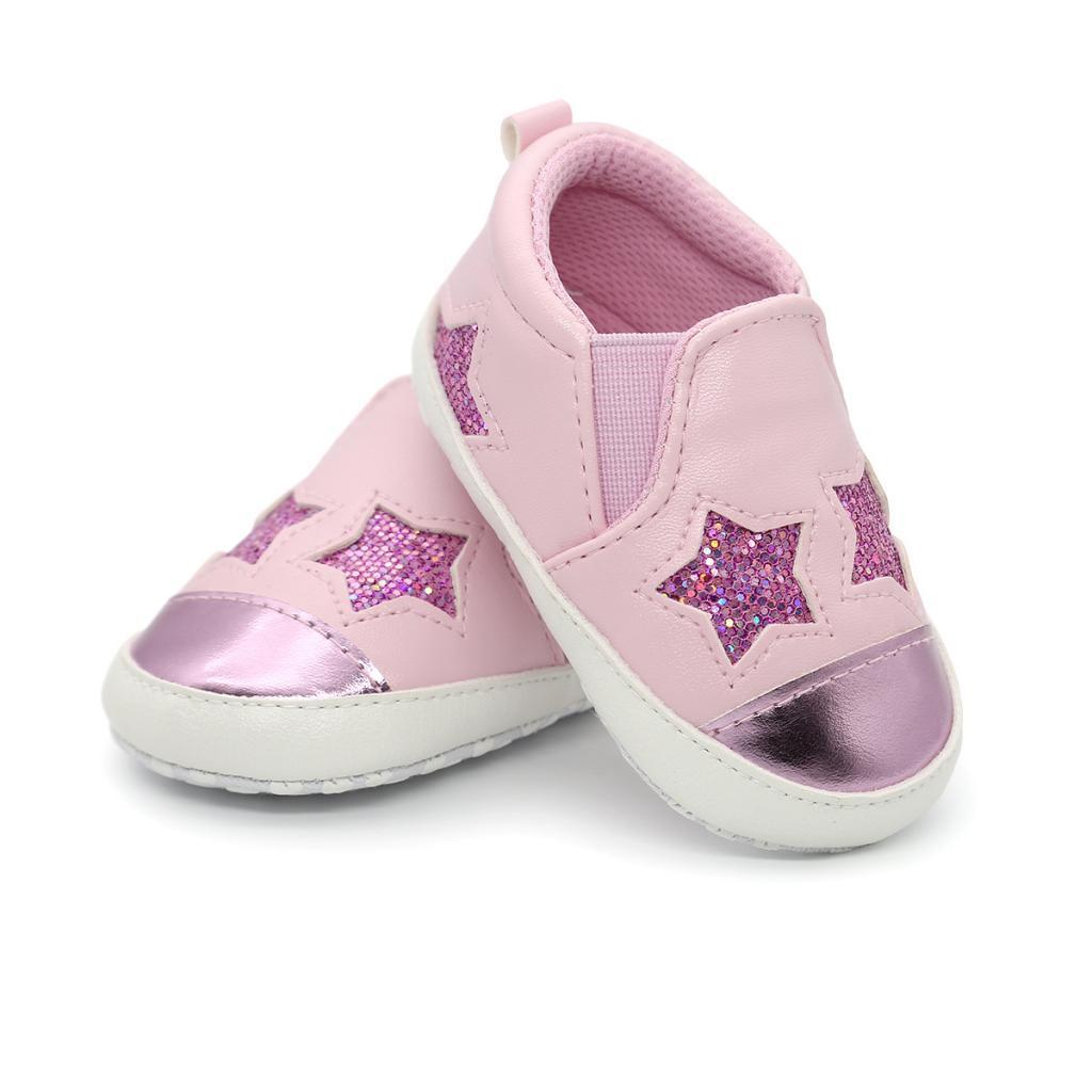 Baby Infant Baby Cute Stars Shoes Girl Soft Sole Sneaker Crib Shoes 0-18months