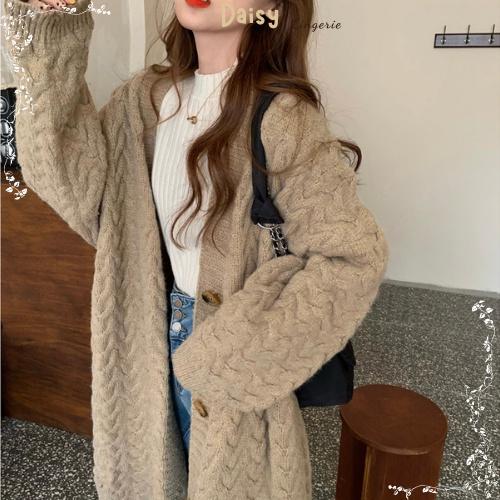 Áo Khoác Cardigan Len Dáng Dài Áo Len Trơn Dài Tay Form Rộng Vặn Thừng - Mã AOL017