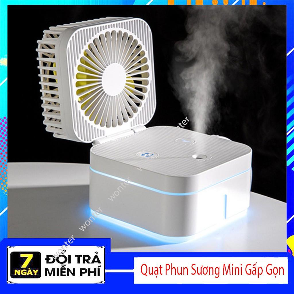 Quạt Phun Sương Để Bàn Có Đèn Led Cực Đẹp, Quạt Gấp Gọn Mini