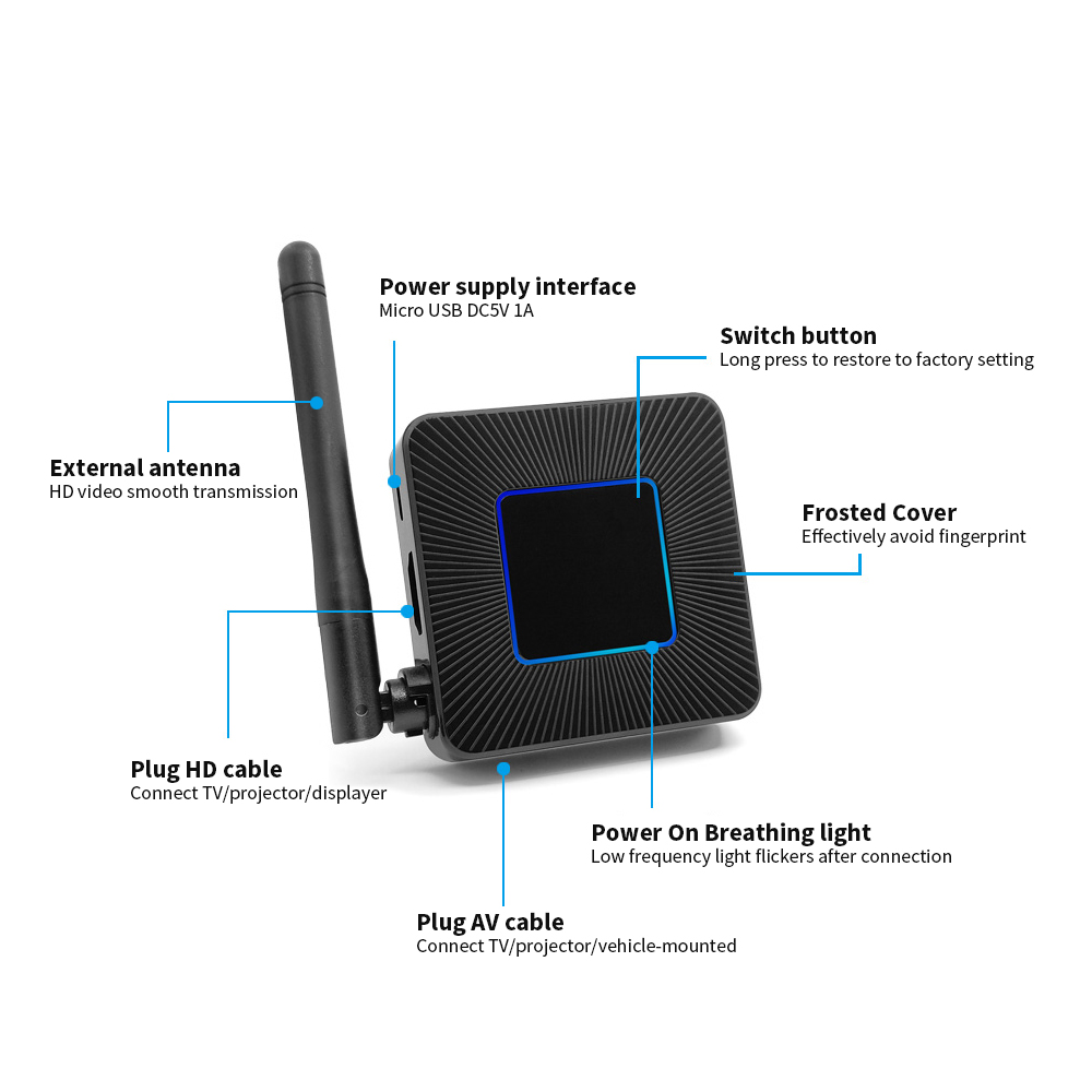 Đầu Truyền Video Không Dây Dongle Cho Màn Hình Lớn Băng Tần Kép Cho Điện Thoại / TV / Máy Chiếu