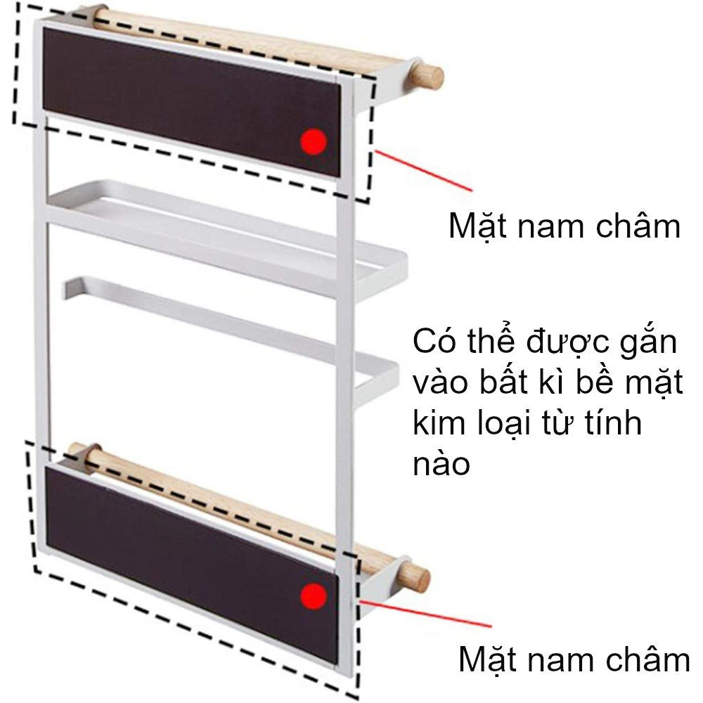 Gía đỡ đồ nam châm hít dính tường tủ lạnh Yamazaki Japan KM-5559