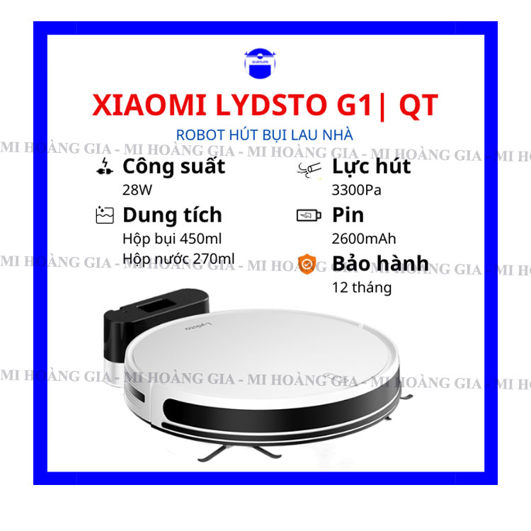 Robot Hút Bụi Lau Nhà XIAOMI Lydsto G1, Diện Tích Hoạt Động 200m2, Công Suất 28W - Hàng Chính Hãng