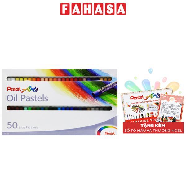 Hộp 50 Bút Màu Sáp Dầu - Kèm Sổ Tô Màu + Thư Từ Ông Già Noel - Pentel NOEL-PHN_50