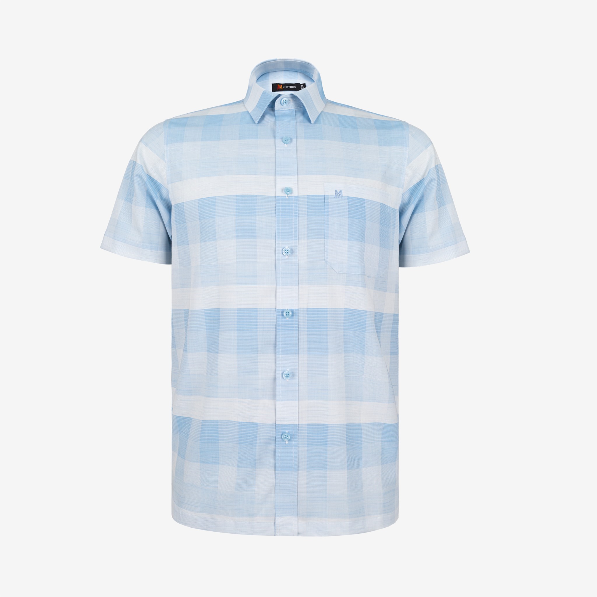 Áo sơ mi nam KHATOCO Tailor Fit ngắn tay A1MN538T2-CNCR816-2709-N