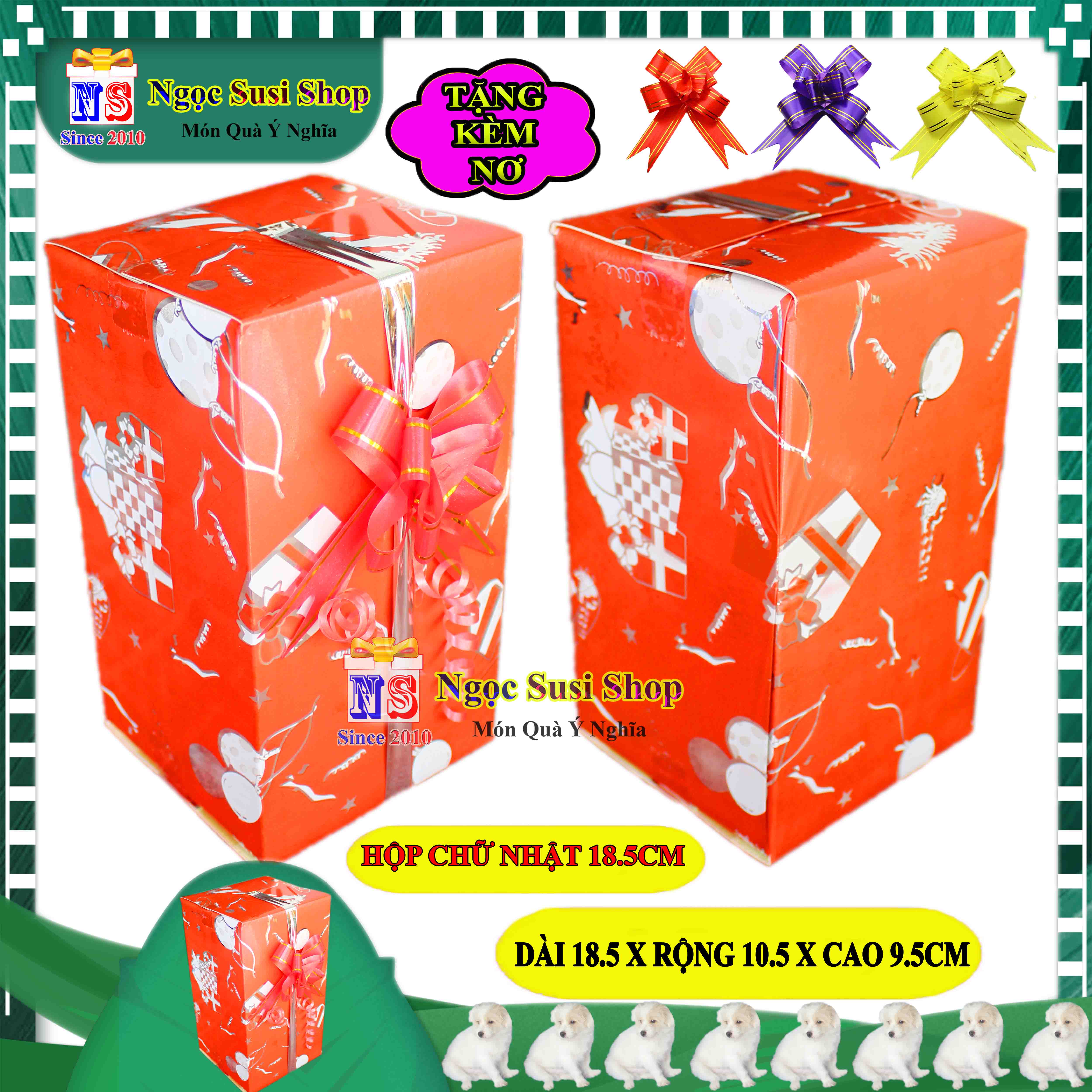 HỘP QUÀ CHỮ NHẬT SIZE NHỎ 18.5CM NHIỀU MÀU RẤT XINH + TẶNG KÈM NƠ 1.8CM - HỘP QUÀ TẶNG GIẤY KIẾNG SIÊU ĐẸP