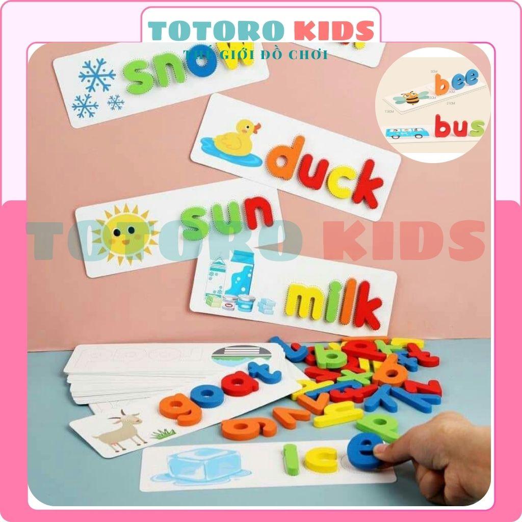 Đồ chơi giáo dục ghép hình bộ chữ gỗ Spelling Game Superbee học đánh vần tiếng anh kèm 28 thẻ từ vựng KT 25×21cm