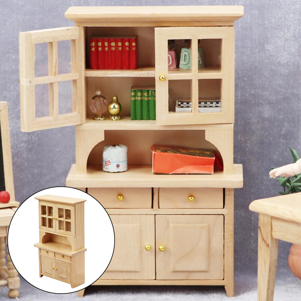 Dollhouse Miniature Wooden Bookcase Shelf Dolls House Miniatures Furniture