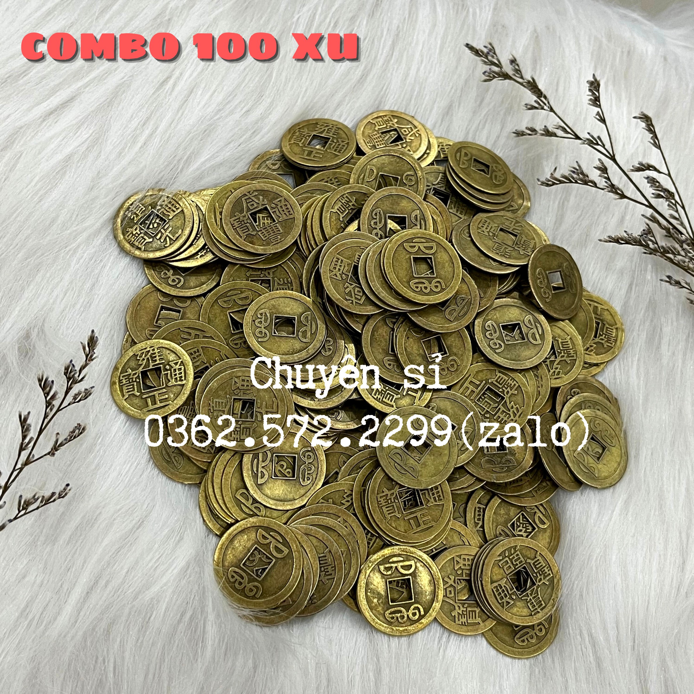 Đồng Xu Ngũ Đế Phong Thuỷ Combo Túi 10 50 100 Xu Cổ Âm Dương