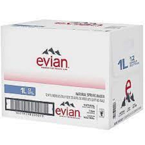 Thùng nước khoáng evian chai nhựa 1l (tường đương 12 chai)