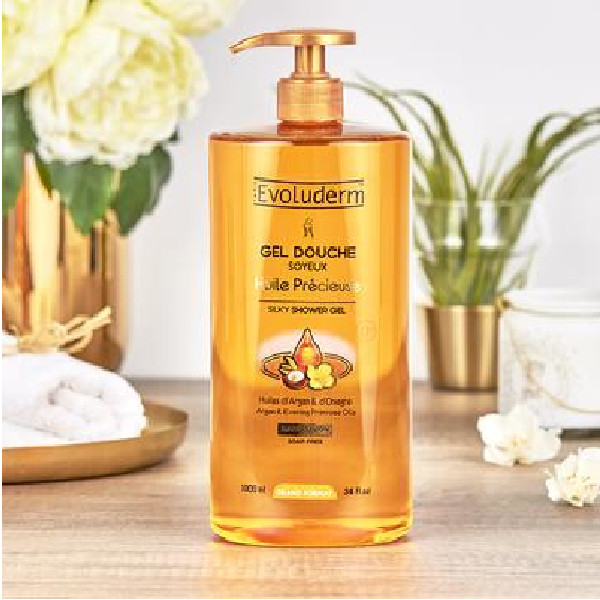 Gel tắm dưỡng mịn da Tinh chất Argan Gel Douche Huile Précieuse Evoluderm 1000ml - 15258