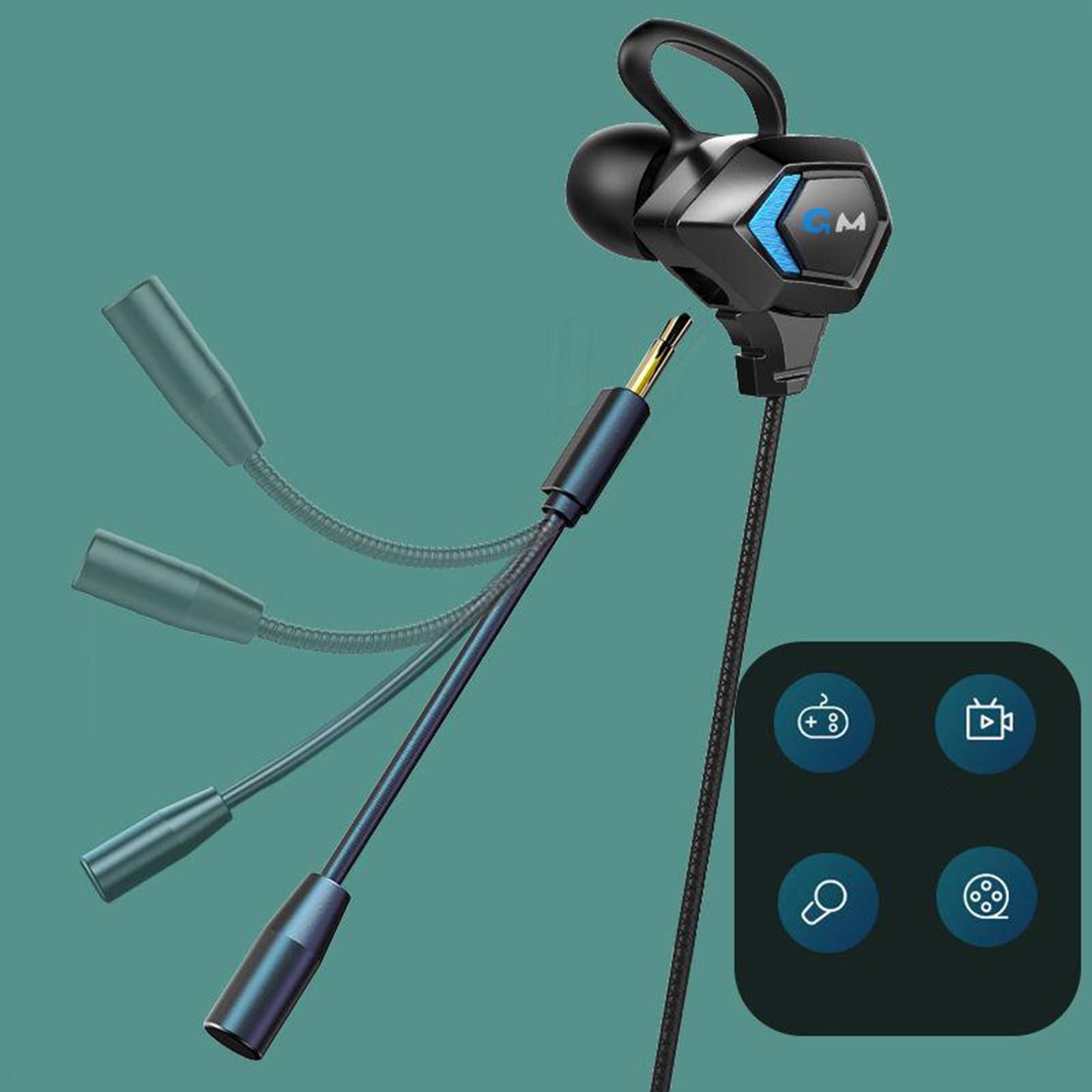 E-Sport Wired in-Ear Gaming Earphone with Adjustable Mic for Xbox, Laptop,