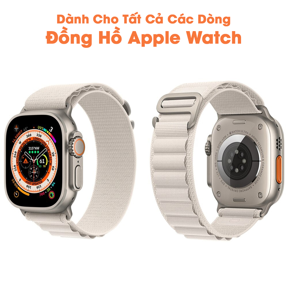 Dây đeo đồng hồ sợi vải sang trọng mềm mại dành cho Apple Watch 49mm 44mm 40mm 45mm 41mm 42mm 38mm 49 44 45 mm Ultra 8 7 6 3 se 8 Handtown - Hàng chính hãng