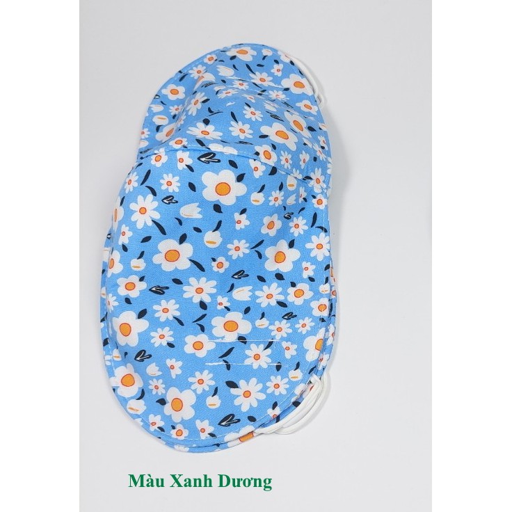 KHẨU TRANG NỮ Loại che tai bo tròn In hình hoa các loại Dày 3 lớp Chất liệu vải mềm dày Chống nắng Phòng dịch bệnh