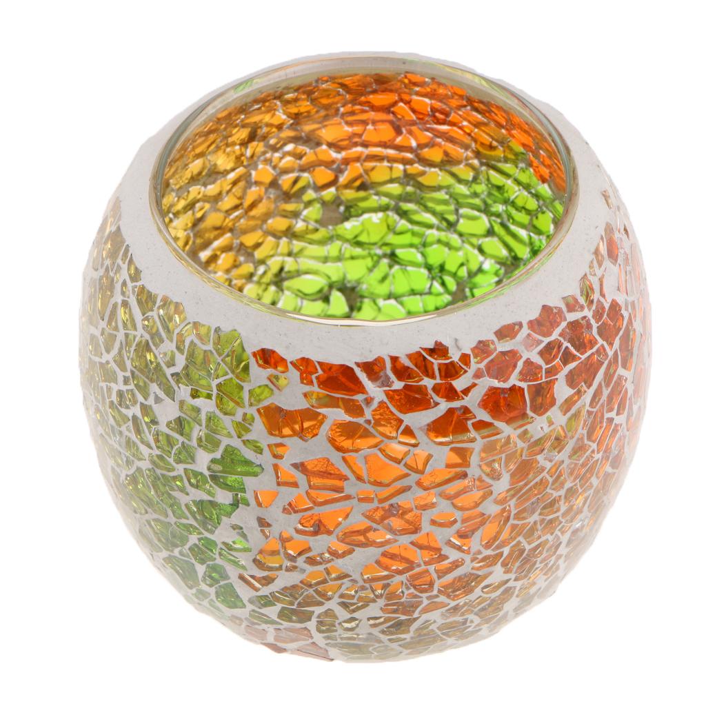 Mosaic Glass Votive Candles Tea Lights Holder Candlestick Bowl #1