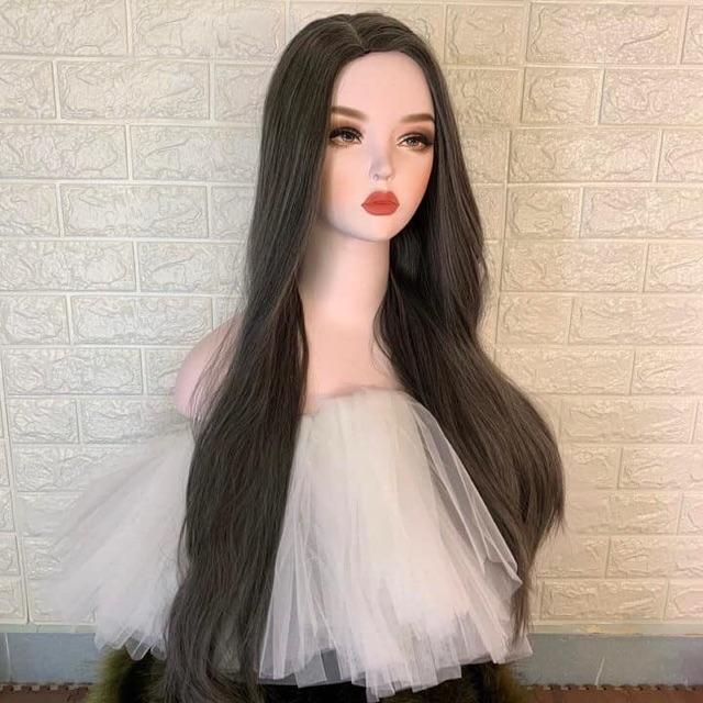 Tóc giả 2 mái ngôi 6/4 cao cấp- tặng lưới chùm tóc