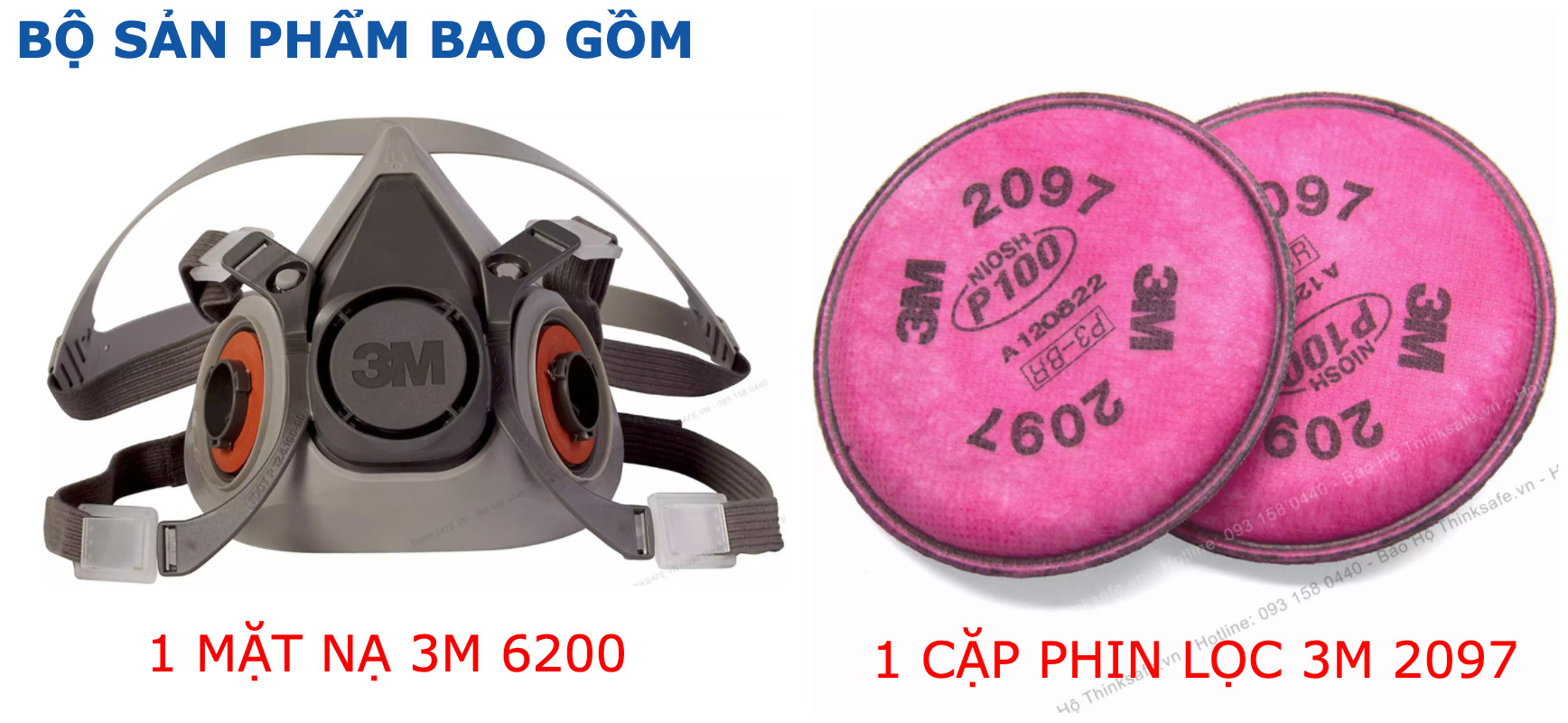 Mặt nạ phòng độc 3M 6200 phin lọc 3M 2097 lọc bụi mịn pm2.5, khói hàn, chống hơi sơn 3m 6200 - 3m 2097