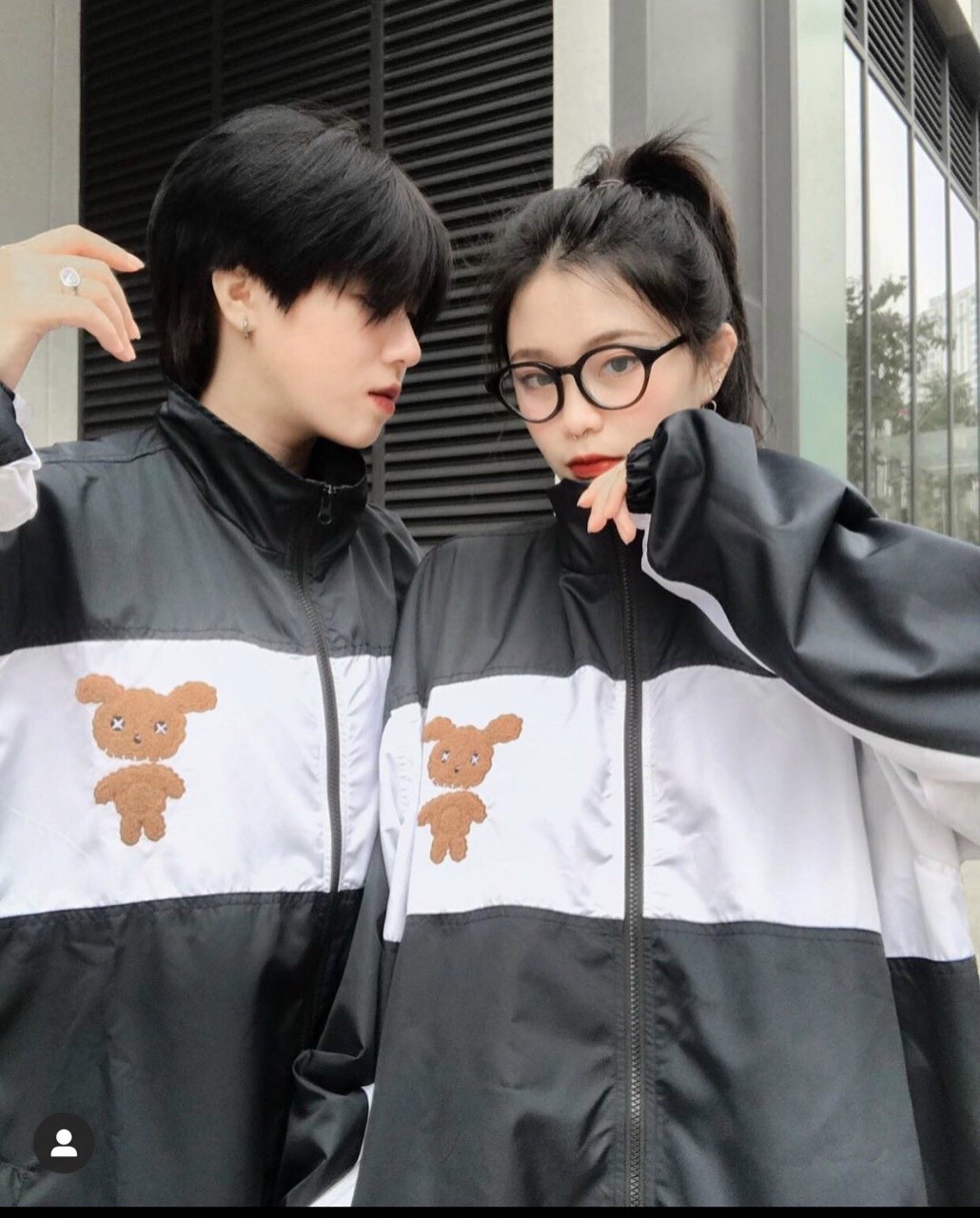 Áo khoác dù unisex form rộng nam nữ IN GẤU, áo khoác cặp, áo khoác nam nữ