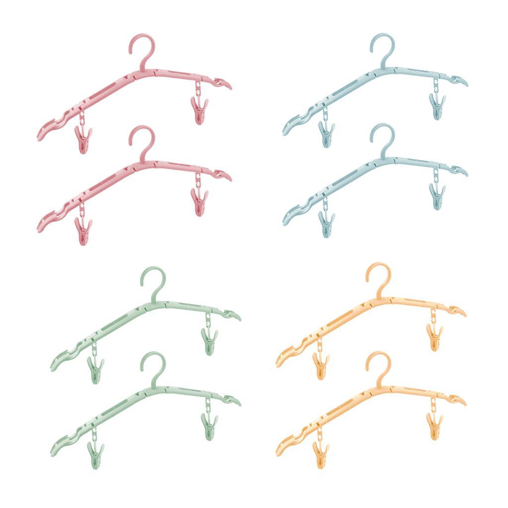 2 Pack Travel Hangers Folding Hangers with 4 Clips Portable Clothes Hangers, Non-Slip, Lightweight for Home and Travel