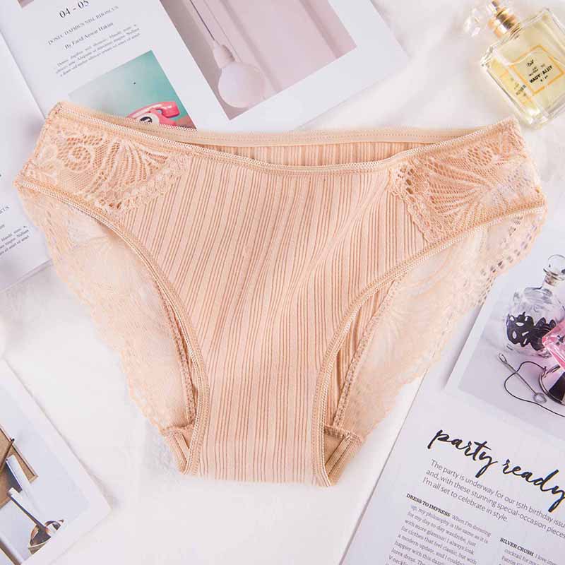 COMBO 5 QUẦN LÓT NỮ COTTON GÂN TĂM PHỐI REN 8908